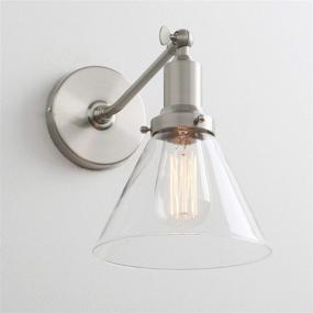 img 2 attached to 🔦 Industrial Vintage Slope Pole Wall Mount Single Sconce with Flared Clear Glass Shade - Brushed Wall Sconce Light Fixture