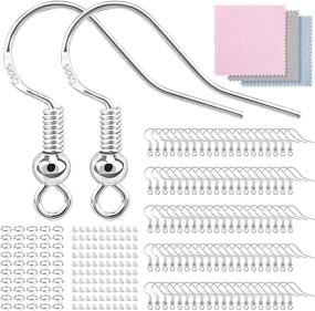 img 4 attached to 100 Pcs/50 Pairs Hypoallergenic 925 Sterling Silver Earring Hooks for Jewelry Making | 300 Pcs Upgraded Earring Making Kit with Backs and Jump Rings - Earring Making Supplies