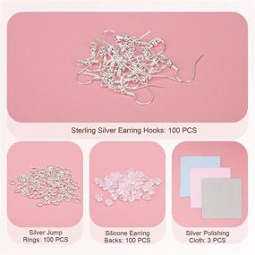 img 3 attached to 100 Pcs/50 Pairs Hypoallergenic 925 Sterling Silver Earring Hooks for Jewelry Making | 300 Pcs Upgraded Earring Making Kit with Backs and Jump Rings - Earring Making Supplies