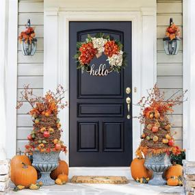 img 3 attached to 🍂 QUNWREATH 18 Inch Autumn Hydrangea Wreath for Front Door - Thanksgiving Fall Decoration