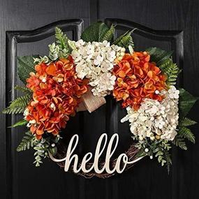 img 4 attached to 🍂 QUNWREATH 18 Inch Autumn Hydrangea Wreath for Front Door - Thanksgiving Fall Decoration