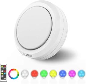 img 4 attached to 🔦 HOLKPOILOT Wireless Color Changing Puck Lights: Remote Controlled Under Cabinet Lighting - Battery Operated, Dimmable Closet Light: Stick-On Color Lights (4 PACK)