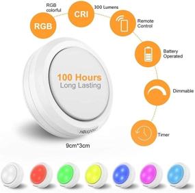 img 1 attached to 🔦 HOLKPOILOT Wireless Color Changing Puck Lights: Remote Controlled Under Cabinet Lighting - Battery Operated, Dimmable Closet Light: Stick-On Color Lights (4 PACK)