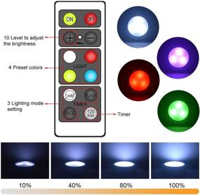 img 3 attached to 🔦 HOLKPOILOT Wireless Color Changing Puck Lights: Remote Controlled Under Cabinet Lighting - Battery Operated, Dimmable Closet Light: Stick-On Color Lights (4 PACK)