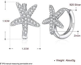 img 2 attached to ✨ 925 Sterling Silver Starfish CZ Small Hoop Earrings for Women Girls - Cubic Zirconia Star Huggie Hypoallergenic Fashion Jewelry Gifts, Perfect for Birthdays