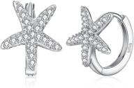 ✨ 925 sterling silver starfish cz small hoop earrings for women girls - cubic zirconia star huggie hypoallergenic fashion jewelry gifts, perfect for birthdays logo