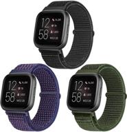 потрясающий набор из 3-х спортивных и дышащих ремешков xfyele для fitbit versa 2 / versa / versa lite / versa se - мужские/женские аксессуары логотип