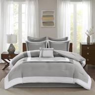 🛏️ comfort spaces cozy comforter set: modern classic design for all-season comfort – queen size (90"x90"), malcom, hotel deluxe gray 7 piece logo