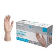 ammex clear vinyl medical gloves - box of 100, 3 mil thickness, medium size, latex-free, powder-free, disposable, non-sterile, food-safe, vpf64100-bx logo