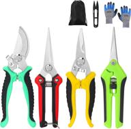 🌿 topbooc 5 pack garden pruning shears with stainless steel blades – includes gardening gloves and heavy duty bypass pruning shears set logo