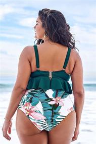 img 3 attached to 👙 CUPSHE Women's High Waisted Green and Floral Ruffled Plus Size Bikini: Stylish Swimwear for Curvy Women