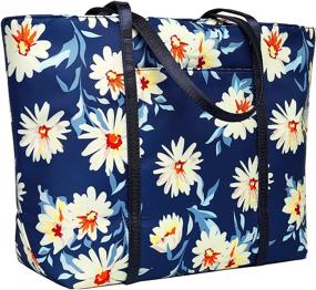 img 1 attached to Stylish Waterproof Floral Tote Bag - Ideal Shoulder Bags for Women, Teens, and School