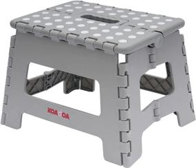 img 4 attached to 🪜 Light Grey Foldable Step Stool - 9 Inch Anti-Slip Lightweight Folding Stool for Kitchen, Bathroom, and Bedroom