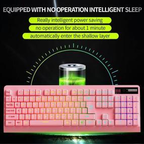 img 2 attached to ZJFKSDYX Wireless Gaming Keyboard and Mouse Combo - Rechargeable Mechanical Feel - RGB LED Backlight - Ergonomic Waterproof Design - PC Gamer (Pink)