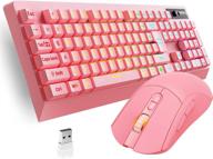 zjfksdyx wireless gaming keyboard and mouse combo - rechargeable mechanical feel - rgb led backlight - ergonomic waterproof design - pc gamer (pink) logo