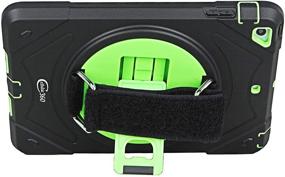 img 2 attached to Shockproof iPad Mini Case by Cellular360 - Compatible with iPad Mini 1/2/3 | 360° Rotatable Kickstand, Car Headrest Mount, Adjustable Handle & Shoulder Strap | Black/Green