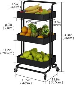 img 1 attached to 🛒 Mobile Storage Organizer Cart with Wheels - 3-Tier Rolling Cart for Kitchen, Bathroom, Office, Coffee Bar and Makeup Cart