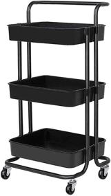 img 4 attached to 🛒 Mobile Storage Organizer Cart with Wheels - 3-Tier Rolling Cart for Kitchen, Bathroom, Office, Coffee Bar and Makeup Cart