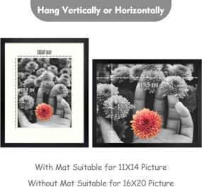 img 2 attached to 🖼️ Frametory 16x20 Black Picture Frame Displaying 11x14 Photo with Ivory Color Mat and Wide Molding, Built-in Hanging Features and Wall Mounting Hardware - Optimized for SEO