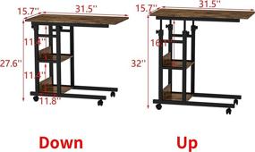 img 1 attached to 🛋️ Versatile and Convenient Up and Down Side Table on Wheels - Height Adjustable with Storage Shelves - Dark Brown - Ideal for Coffee, Laptops, and Easy Assembly