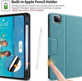 img 2 attached to 📱 BuKoor iPad Pro 12.9 inch 2021/2020/2018 Case Generation with Apple Pencil Holder - PU Leather Folio Smart Stand Magnetic Clasp Shockproof Cover for iPad Pro 12.9 5th/4th/3rd Generation (Tempo Green) - Improved SEO