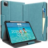 📱 bukoor ipad pro 12.9 inch 2021/2020/2018 case generation with apple pencil holder - pu leather folio smart stand magnetic clasp shockproof cover for ipad pro 12.9 5th/4th/3rd generation (tempo green) - improved seo logo