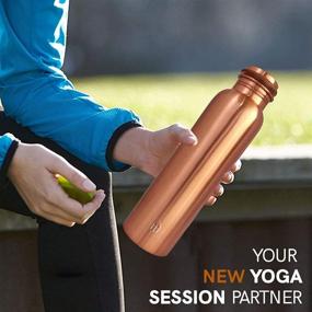 img 1 attached to 🧪 Pure Copper Water Bottle Ayurvedic - Leak Proof 1 Litre Copper Bottle for Yoga and Daily Use - Texas Neuman Copper Water Vessel - 34OZ Copper Bottle with Lid - Great for Health Benefits