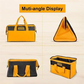 img 1 attached to 🛠️ INGCO 16-Inch Wide Mouth Tool Bag Organizer - Multi-use Tote for Construction, Carpentry, Gardening, Electrician, Home DIY - HTBG28161