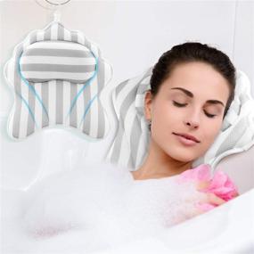 img 2 attached to 🛀 Luxury Spa Bath Pillow with 6 Suction Cups - Neck, Head, Shoulder, and Back Support - Ideal for Hot Tubs and Spas