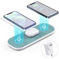 3-in-1 magnetic wireless charger - qi fast triple charging pad for iphone 13/12/magsafe/airpods - green logo