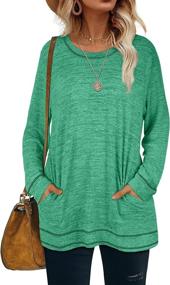 img 1 attached to 👚 Womens Sweatshirts Crewneck Long Sleeve Shirts: Stylish Casual Tunic Tops with Pockets | S-2XL Sizes Available