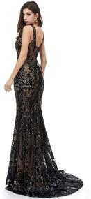 img 1 attached to Ikerenwedding Women's V-Neck Sequins Sleeveless Lace-up Mermaid Evening Dress: Glamorous Style for Special Occasions