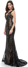 img 2 attached to Ikerenwedding Women's V-Neck Sequins Sleeveless Lace-up Mermaid Evening Dress: Glamorous Style for Special Occasions