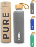 🌿 17oz pure glass water bottle with reusable silicone sleeve and bamboo lid - ideal for fitness, gym, travel, outdoor sports - leakproof, lightweight, dishwasher safe - bpa free logo