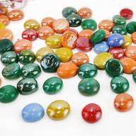 130 pc mancala board game replacement flat glass marbles - fiesta mosaics gems for vase fillers, coffee table decor, candle holder, aquarium fish tank, fairy garden, plant soil cover logo