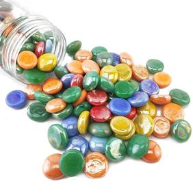 img 1 attached to 130 PC Mancala Board Game Replacement Flat Glass Marbles - Fiesta Mosaics Gems for Vase Fillers, Coffee Table Decor, Candle Holder, Aquarium Fish Tank, Fairy Garden, Plant Soil Cover