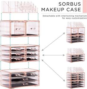 img 3 attached to 💄 Sorbus Makeup and Jewelry Storage Case Tower - Spacious Design - Ideal for Bathroom, Dresser, Vanity, and Countertop Organization - Pink