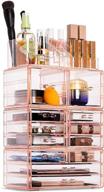 💄 sorbus makeup and jewelry storage case tower - spacious design - ideal for bathroom, dresser, vanity, and countertop organization - pink логотип