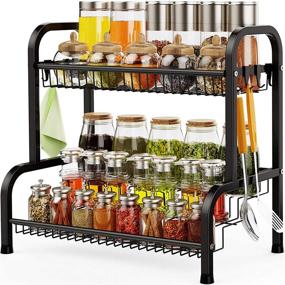 img 4 attached to Swedecor 2 Tier Large Spice Rack Organizer: Stylish Countertop Storage for Kitchen and Bathroom, Black