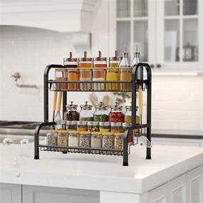 img 3 attached to Swedecor 2 Tier Large Spice Rack Organizer: Stylish Countertop Storage for Kitchen and Bathroom, Black