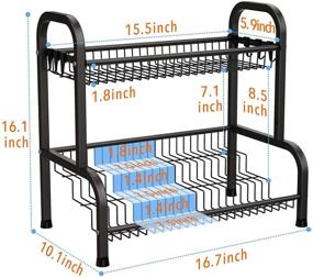 img 2 attached to Swedecor 2 Tier Large Spice Rack Organizer: Stylish Countertop Storage for Kitchen and Bathroom, Black