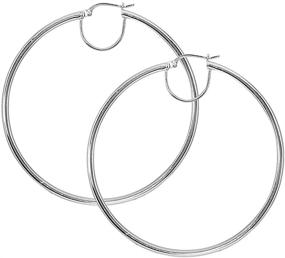 img 2 attached to 💎 Stunning Sterling Silver Large Hoop Earrings for Women and Girls: Polished & Round (2x50mm-70mm Diameter)