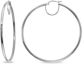 img 4 attached to 💎 Stunning Sterling Silver Large Hoop Earrings for Women and Girls: Polished & Round (2x50mm-70mm Diameter)