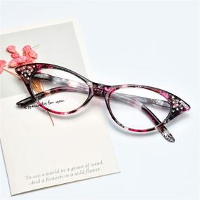 img 1 attached to 👓 AMILLET Cat Eye Reading Glasses for Women - Spring Hinge 3-Pack with Trendy Floral Rhinestones - Eyeglasses Readers