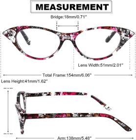 img 3 attached to 👓 AMILLET Cat Eye Reading Glasses for Women - Spring Hinge 3-Pack with Trendy Floral Rhinestones - Eyeglasses Readers