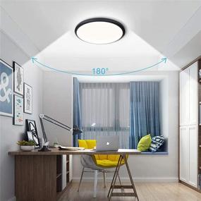 img 3 attached to Enhance Your Space with the bedee 24W Round Ceiling Light Fixtures - IP44 Waterproof LED Lights Flush Mount Black,12 Inch Ceiling Lamp for Kitchen Bathroom Bedroom Hallways Stairwell - 2040 Lumens 4200K Super Bright, Natural White.