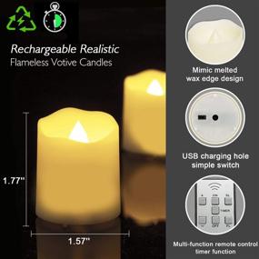 img 3 attached to 🕯️ Homemory Rechargeable Flameless Votive Candles: 12PCS Electric Fake Candle Set with Remote Control and Timer in Warm White - USB Charging Cable Included