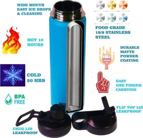 img 2 attached to Stylish 22oz Stainless Steel Water Bottle with Flip Top Straw, Spout Lids, Handle, and Double Vacuum Wall Insulation for Hot and Cold Beverages - NicePix Steel Insulated Thermos