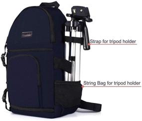 img 2 attached to 📸 MOSISO Camera Sling Bag with Tripod Holder, Shockproof Photography Camera Backpack for DSLR/SLR/Mirrorless Cameras. Removable Modular Inserts; Compatible with Canon, Nikon, Sony, Fuji. Navy Blue.