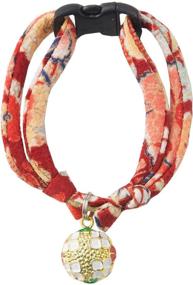 img 4 attached to Necoichi Chirimen Temari Dynasty Cat Collar - Handcrafted 🐱 in Japan with Kimono Fabric - One Size Fits All